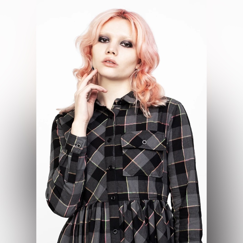 Disturbia Melody Check Skater Dress